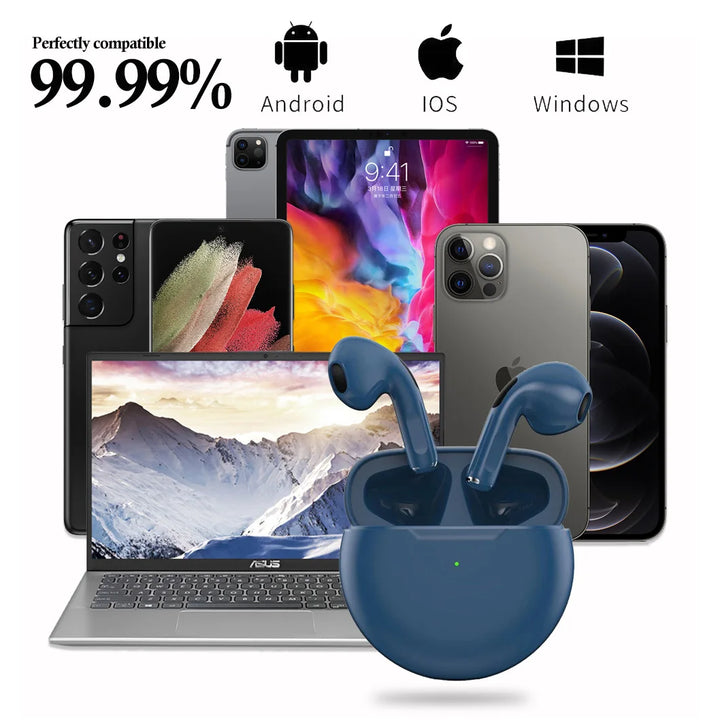 Pro 6 TWS Bluetooth Earbuds - Stereo Sound & Charging Case